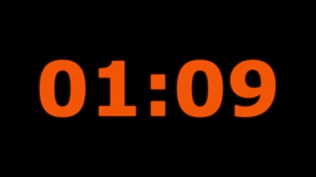 Glowing neon 1 minute 15 second countdown animation timer, Dynamic 75 second Countdown Animation Engaging Timer Visuals for Events 4k video.