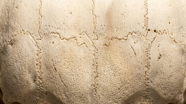 Human Skull Bone Texture Close-Up, Cranial Suture Line Detail Background