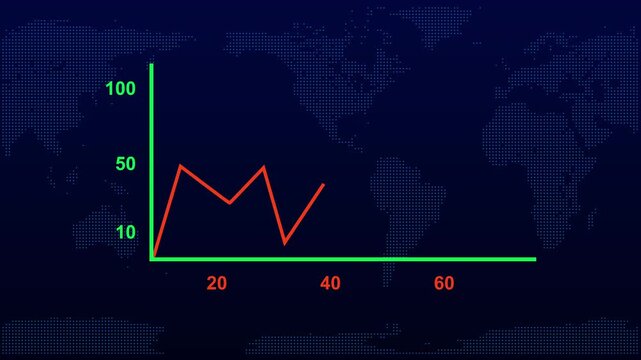 Stock market statistics on screen, economic growth, prices going up and down