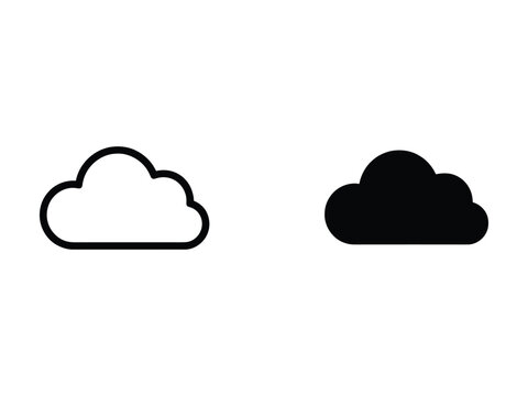 Cloud Outline and Filled Weather Icon Editable Vector