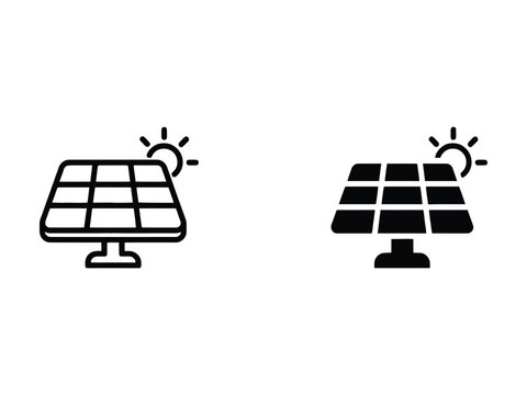 Solar Panel Renewable Energy Outline and Filled Icon