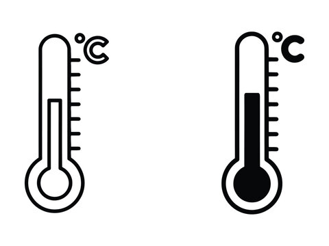Thermometer Celsius Outline and Filled Temperature Icon