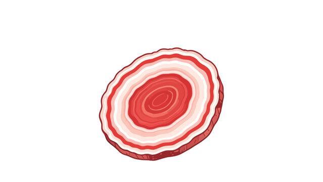 Stylized illustration of a cross-section of raw meat with concentric red and white fat layers