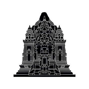 silhouette illustration of kalasan temple