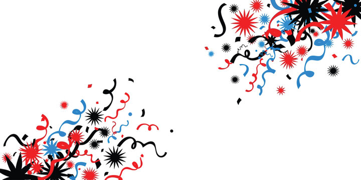 Colorful party confetti and streamers celebration background