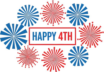 Obraz premium Happy 4th of july celebration with colorful fireworks design