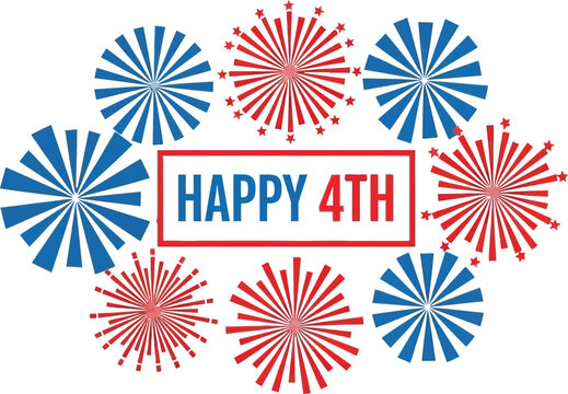 Happy 4th of july celebration with colorful fireworks design