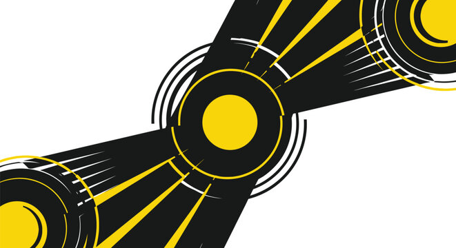 Abstract yellow and black circular speed motion background