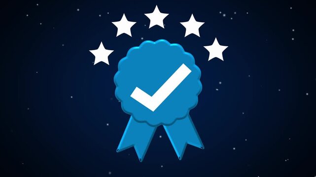 Quality verification badge ribbon symbol checks document approval metrics. Corporate authority registration papers need a quality verification badge ribbon symbol.