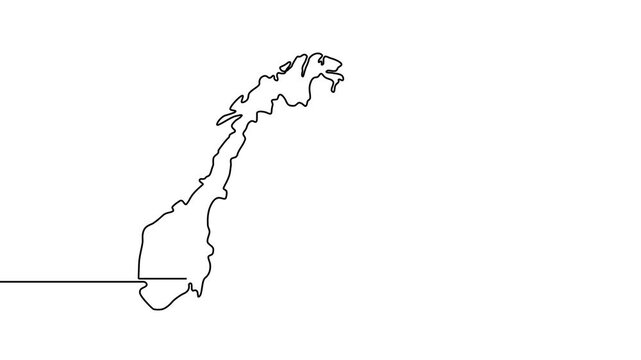 Animated video of Norway map. Map and flag motion graphics for Education, Travel between cities in Norway, infographics, Science, Web Presentations. Norway map concept in doodle style.
