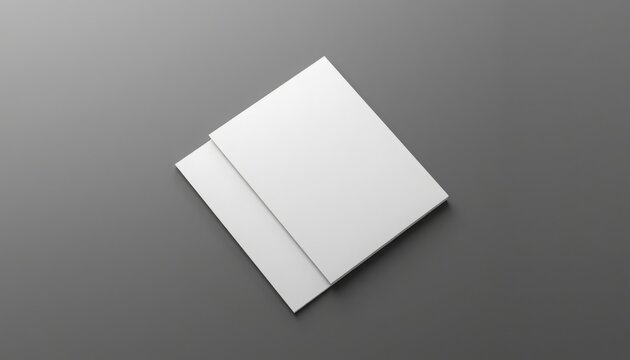 Two white blank cards on a dark gray background for design or mockup purposes