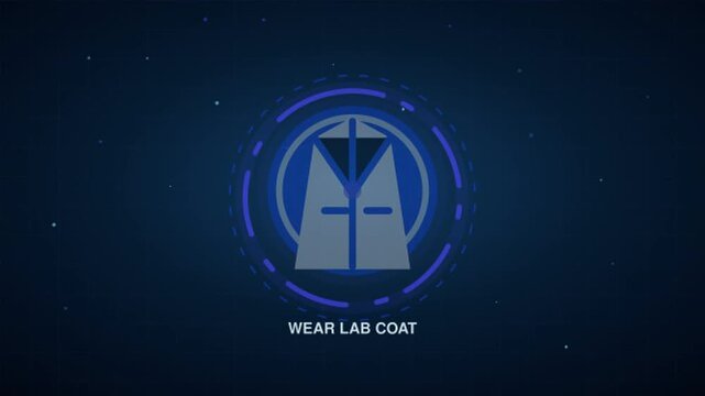 Wear Lab Coat Mandatory Safety Sign Futuristic 4K Loop