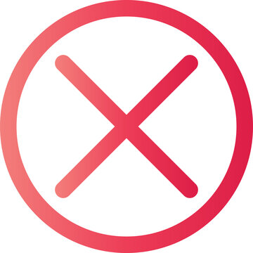 Red circle with cross symbol. Prohibited or rejected icon. isolated on transparent background	
