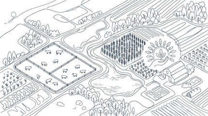 Obraz premium Detailed Blueprint Map of Urban City Planning Layout. EPS Editable. Vector Illustrations.