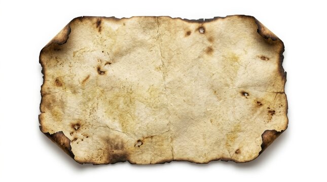 Old vintage paper scroll with burnt edges for treasure map design