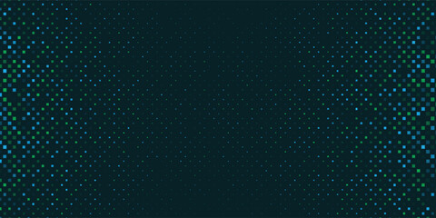 Digital green pixel pattern background with glowing squares - cyber grid for game interface. streaming overlay and futuristic design project with neon. © Abd
