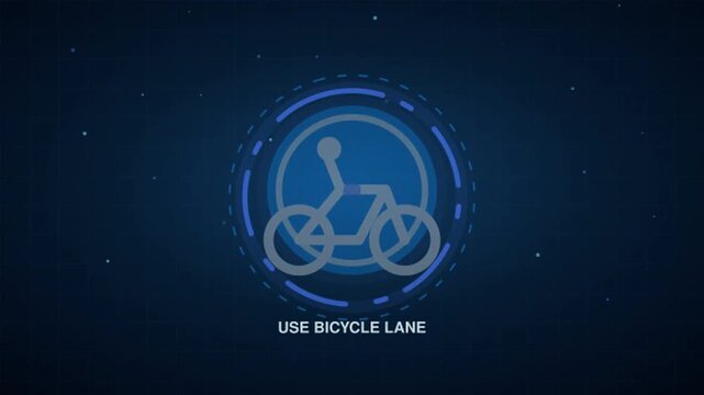 Use Bicycle Lane Mandatory Safety Sign Futuristic 4K Loop