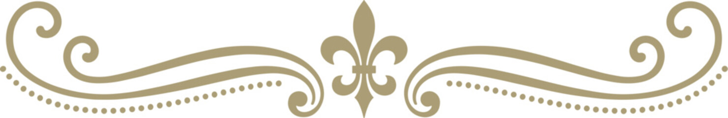 Ornate Golden Flourish Divider with Fleur de Lis vector © Narendranath