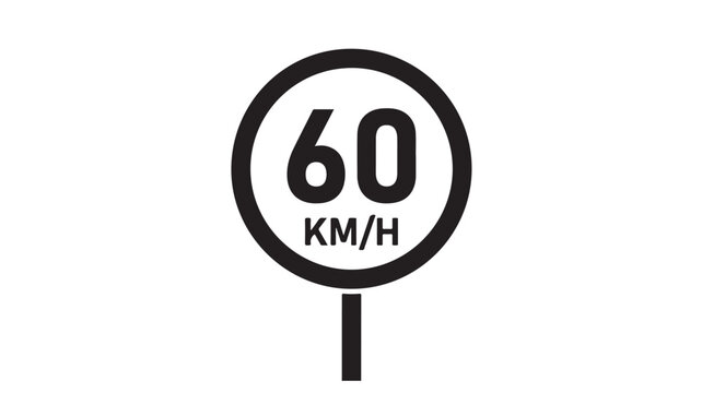 Black and white illustration of a speed camera with a number 50 sign on a stand