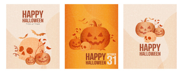Happy Halloween card set.  © Stafeeva