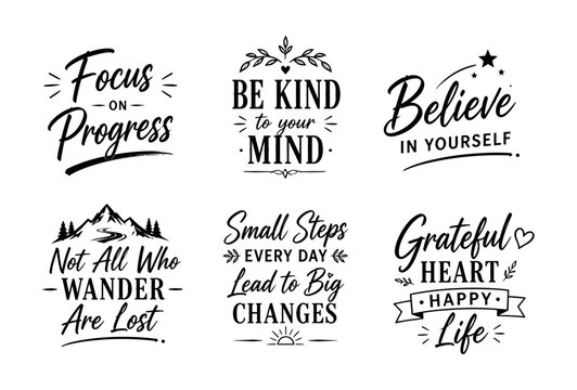 Collection of motivational quotes and positive affirmations in elegant typography