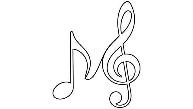 Simple eighth note and treble clef symbol in black line art on white background