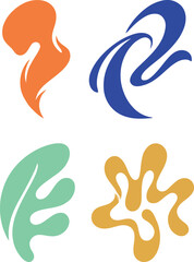 Fototapeta premium Abstract organic shapes set, colorful fluid nature icons in vector format, minimalist botanical and wave elements for modern branding