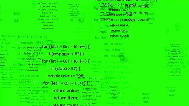 computer coding program execute in fast motion on green screen