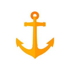 Orange anchor symbol, nautical vector icon © KR Studio
