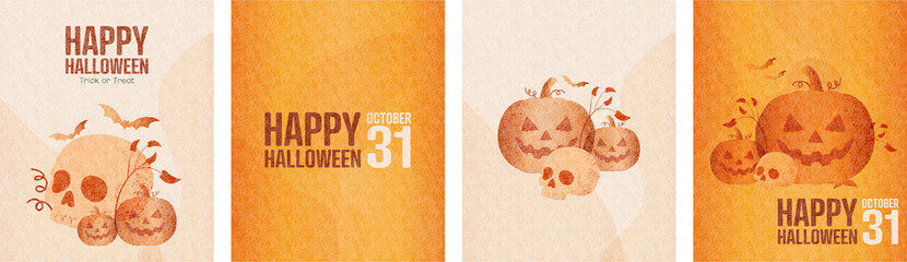 Happy Halloween card set. © Stafeeva