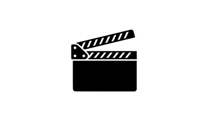 Naklejka premium Minimal Film Clapperboard Icon Black Vector Illustration