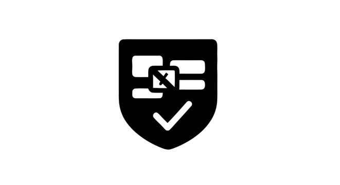 Ad block shield icon representing digital security and online privacy protection against intrusive website advertisements and web trackers