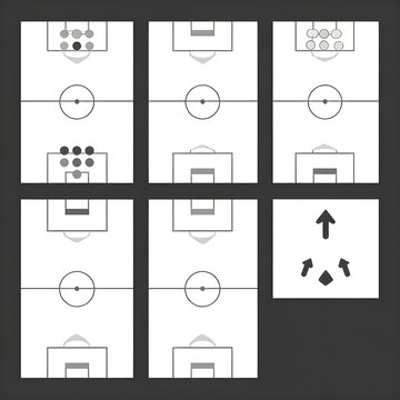 Soccer football pitch diagrams with tactical team formations