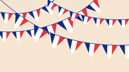 Fototapeta premium French Flag Bunting Flags String Illustration