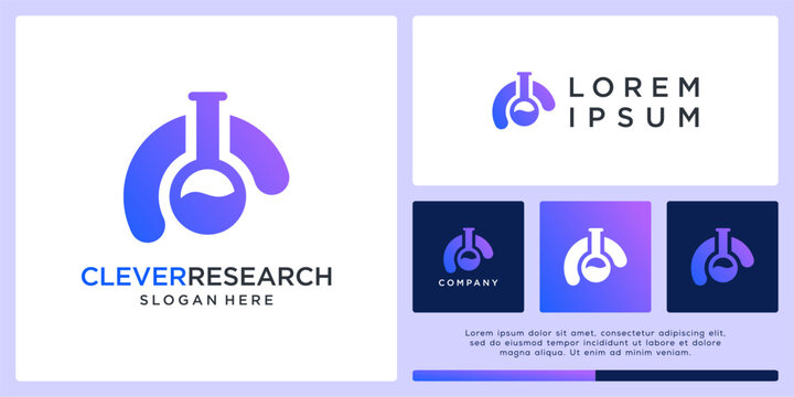 Clever research logo design with brain