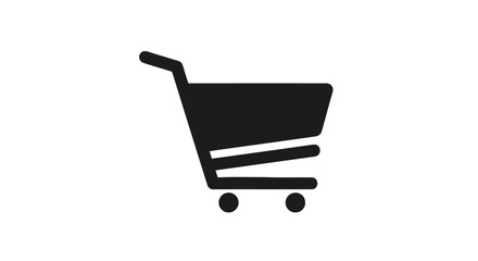 Minimalist black silhouette of a shopping cart symbol representing retail and e-commerce for editorial use © anime