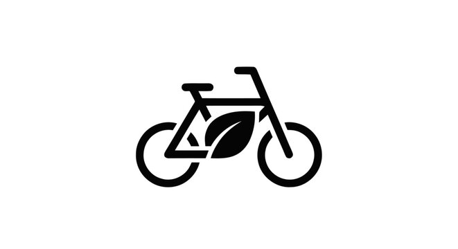 Eco-friendly bicycle icon design with leaf element representing sustainable transportation and green mobility concept