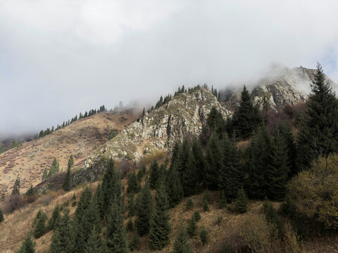 Views of Chimbulak, in the Zailiisky Alatau mountain range, Kazakhstan