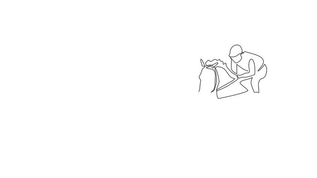 horse racing jockey sport one line art 2d video animation motion