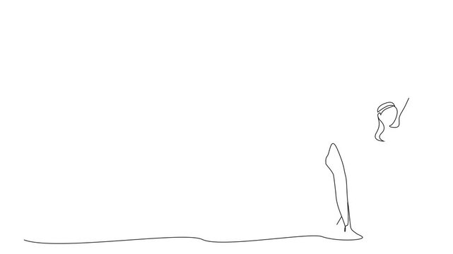 happy family summer vacation fun playful beach holiday lifestyle one line art 2d video animation