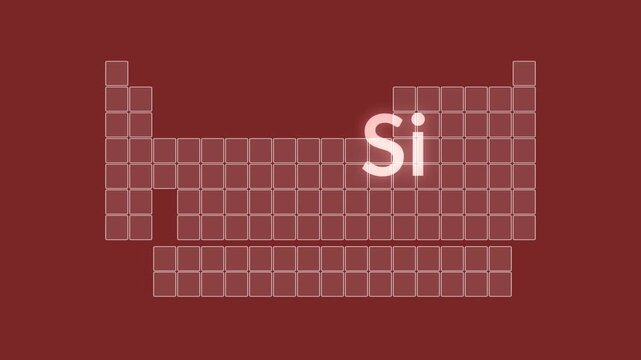 Periodic table of elements - Silicon chemical element - animated illustration background
