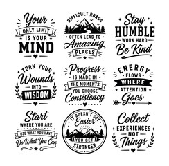 Obraz premium Collection of motivational quotes and positive affirmations for inspiration