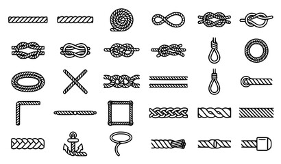 Premium rope knot and marine cord line icons set © MDSUJON