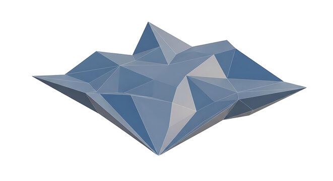 Abstract geometric background with blue faceted 3D render, ideal for modern digital art and technology concepts.