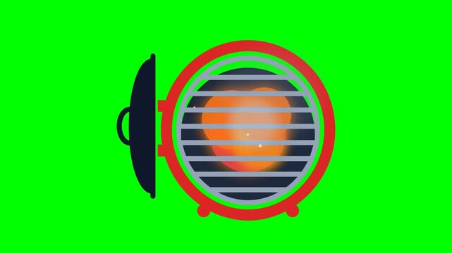 grill barbecue bbq cooking meat food summer picnic animation icon green screen motion footage chroma key flat graphic illustration isolated
