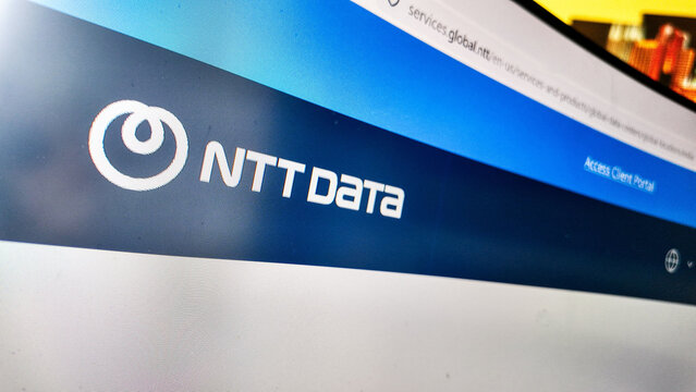 the NTT DATA  website displayed on a computer screen