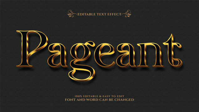 3D gold pageant editable text effect vector