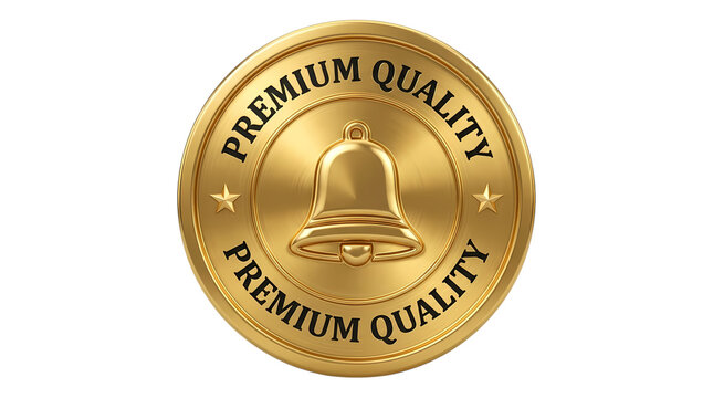 Luxury golden premium quality badge with centered as isolated element