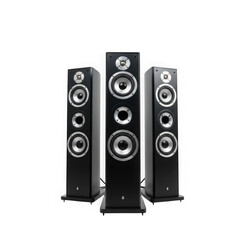 Fototapeta premium Three black home speakers with silver details