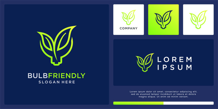 Bulb friendly logo design with leaf